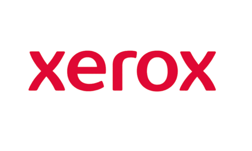 Logo Xerox texte rouge - Client accompagné par Activops