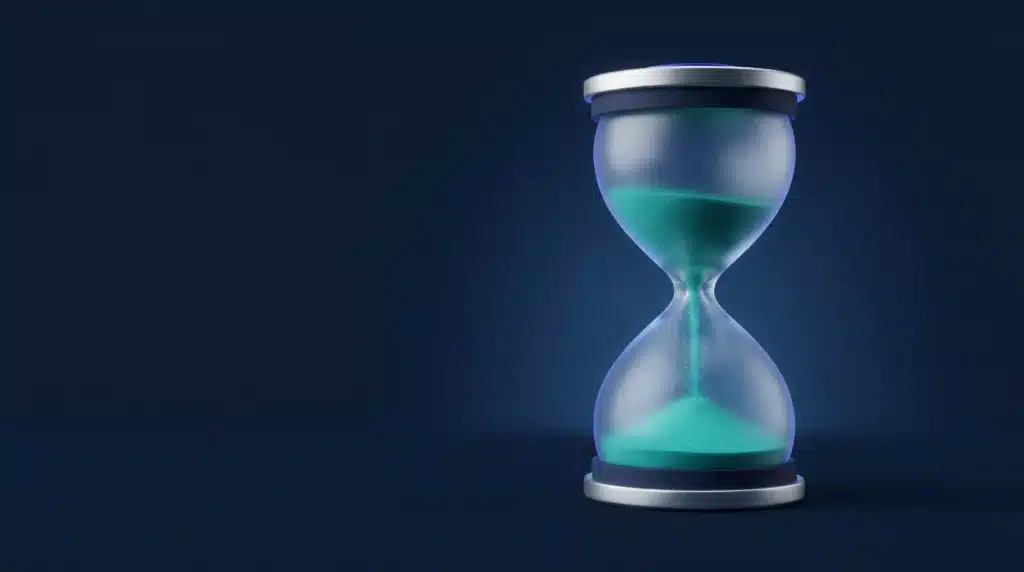Illustration : sablier dont le sable remonte, image du temps gagné