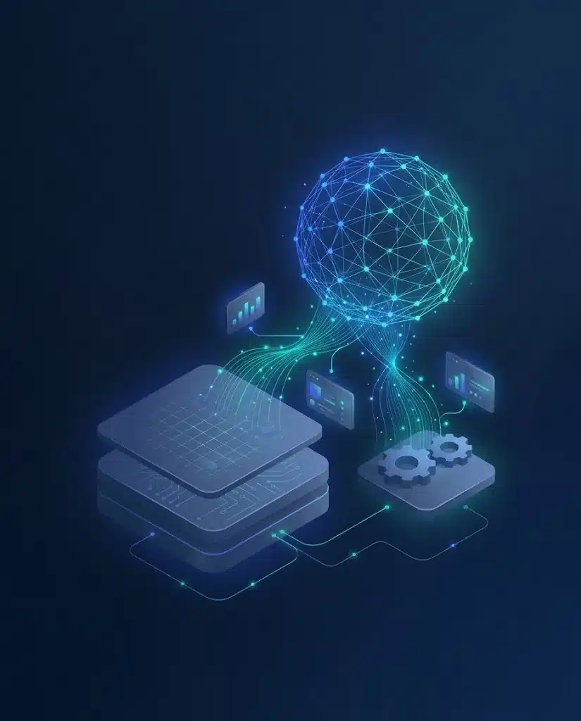 Illustration : flux de données alimentant des modèles d’intelligence artificielle